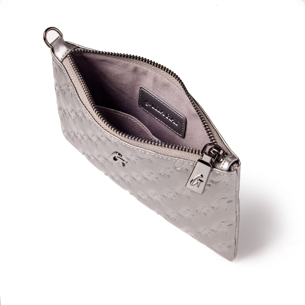 Vegan Leather Wristlet - Platinum