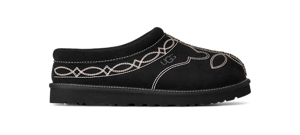 Men's Embroidered Suede Slipper - Black