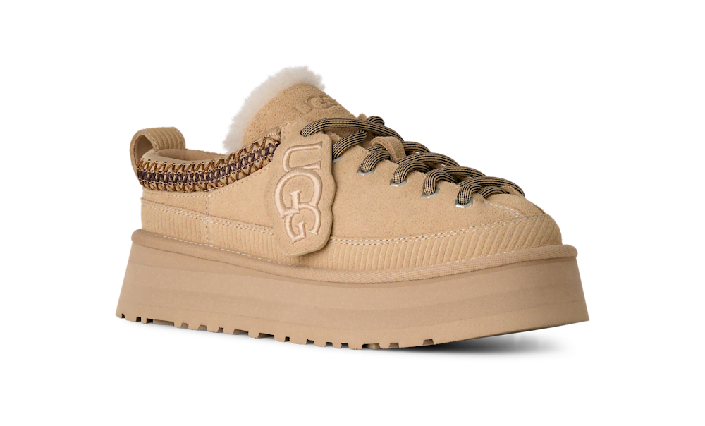 Women's Suede Lace-Up Platform Slipper - Sand