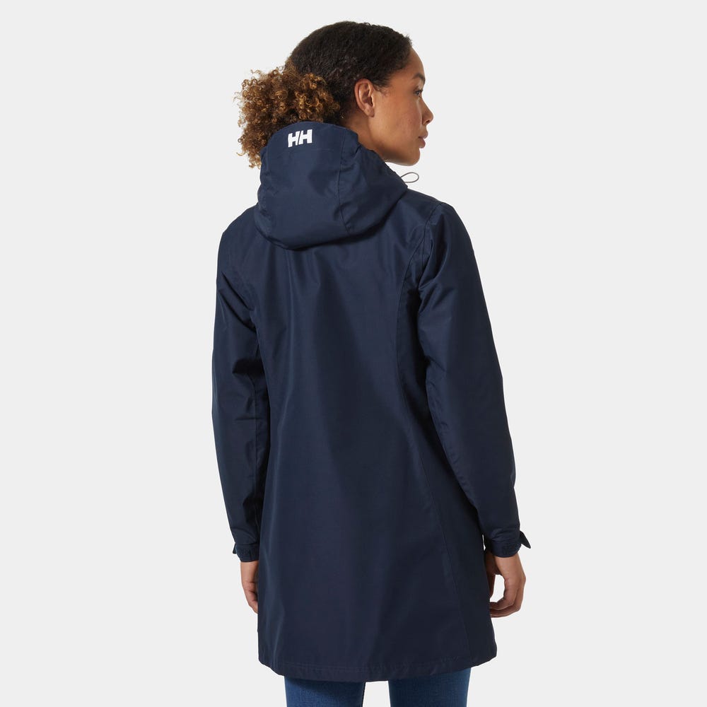 Women's Long Waterproof Rain Jacket - White