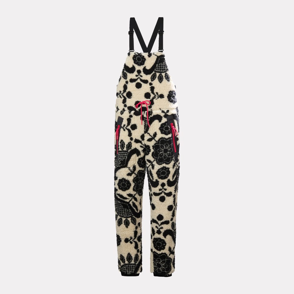 Unisex Printed Fleece Bib Overalls - Pink