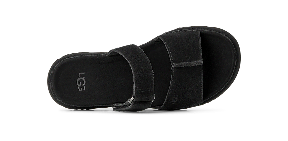 Women's Adjustable Suede Slide Sandal - Black