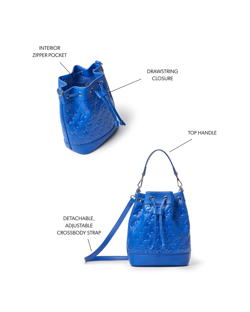 Medium Drawstring Bucket Bag - Blue