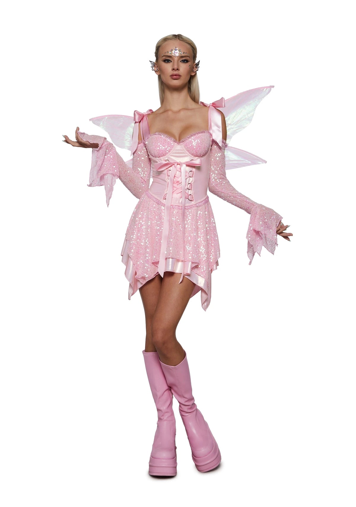 Iridescent Fairy Costume Dress Set - Pink