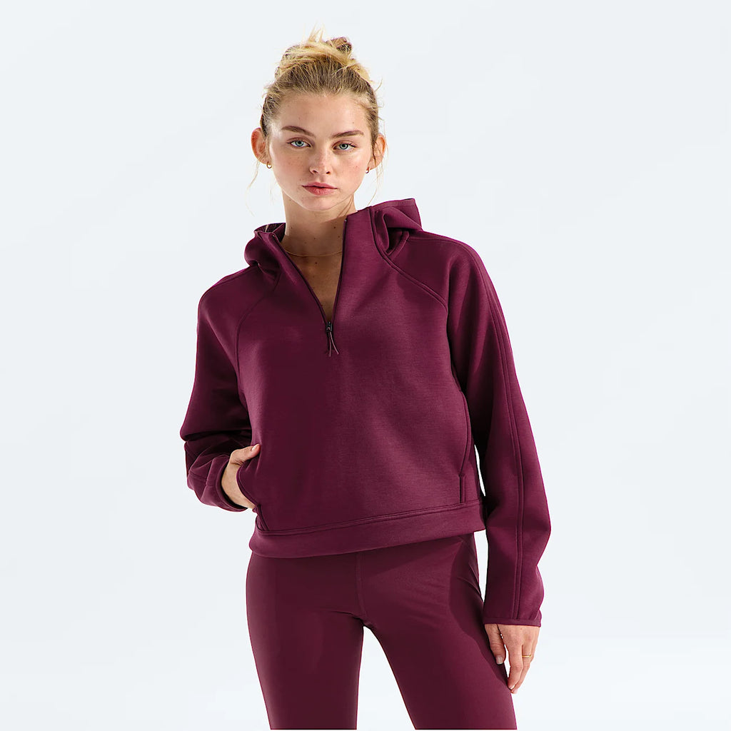 Women's Quarter-Zip Fleece Hoodie - Burgundy
