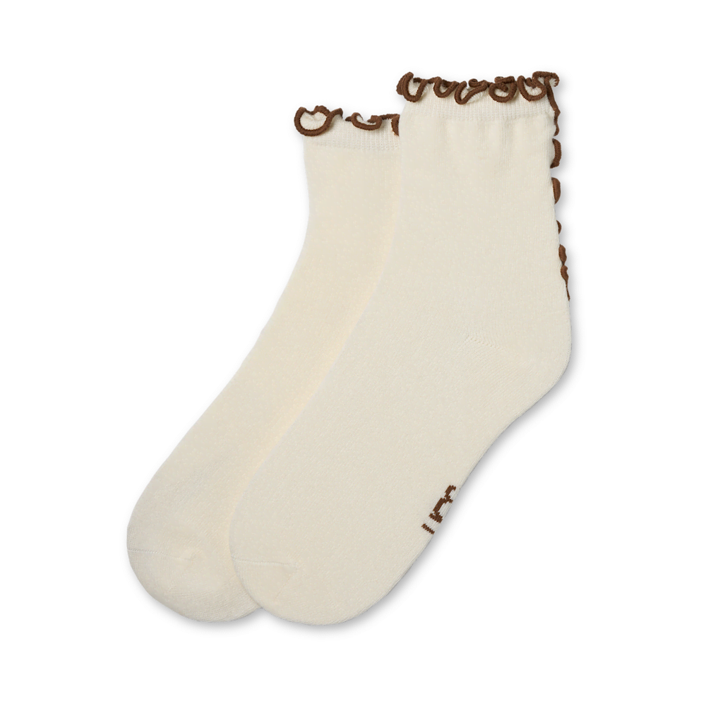 Women's Ruffled Quarter Socks - White Orange