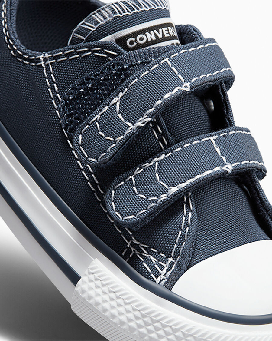 Toddler Easy-On Canvas Low Top Sneaker - Black - Athletic Navy/White