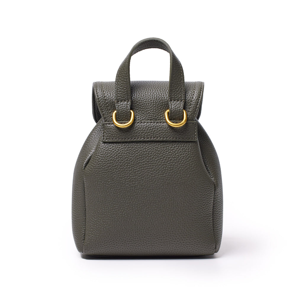 Mini Textured Crossbody Backpack - Olive Green