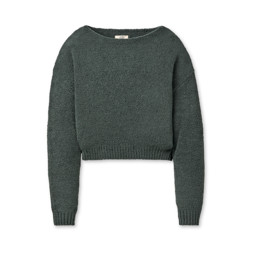 Women's Slouchy Boat Neck Pullover - Green