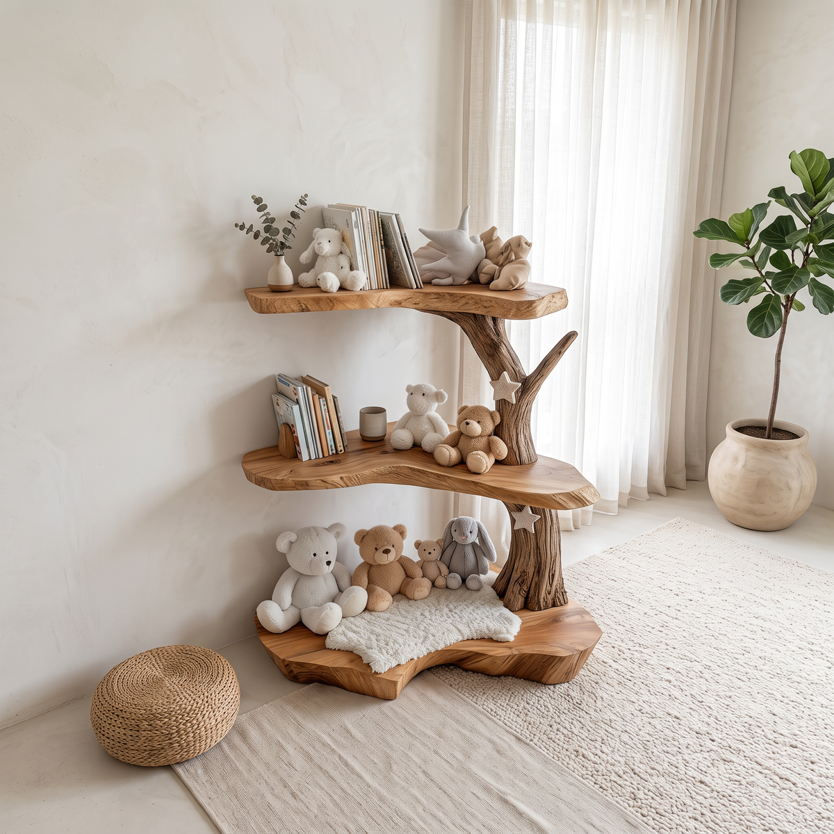 Rustic Corner Tree Bookshelf