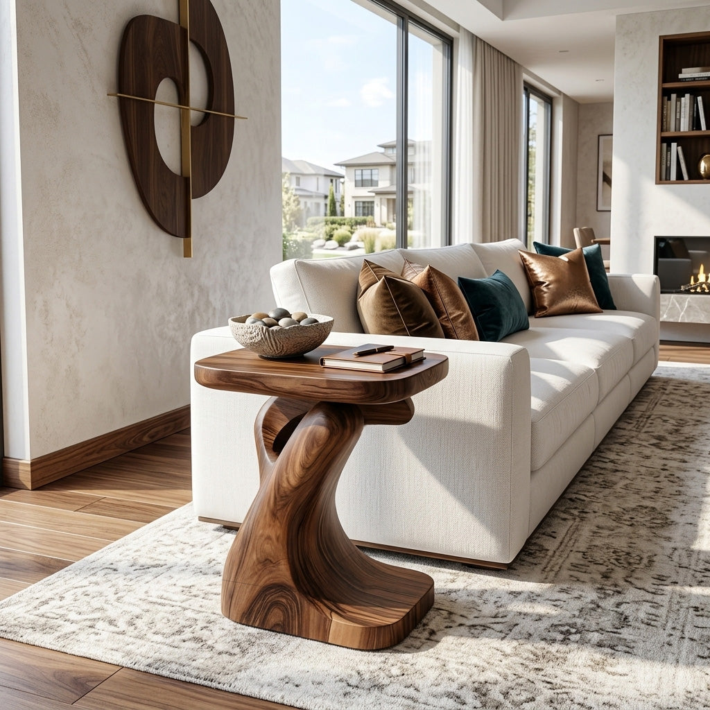 Modern Sculptural Side Table For Living Room Or Bedroom