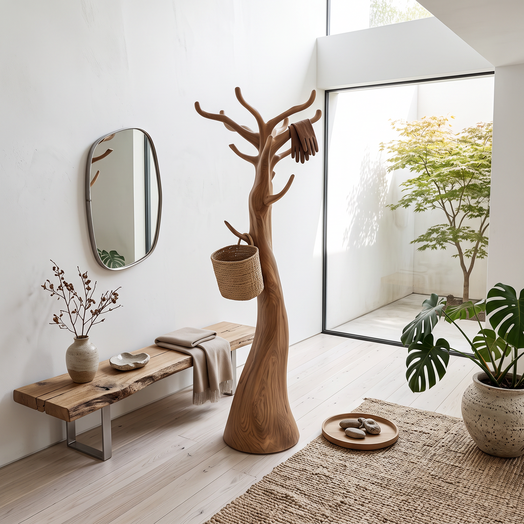 Rustic Tree Coat Stand Christmas Holiday Natural Room Display