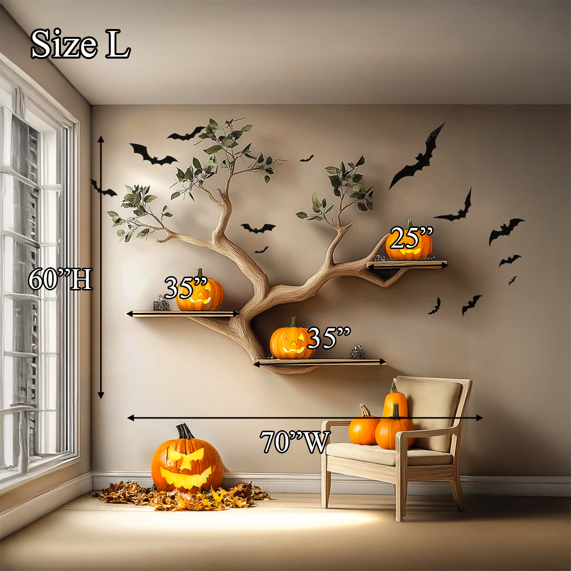 Rustic Wooden Tree Shelf