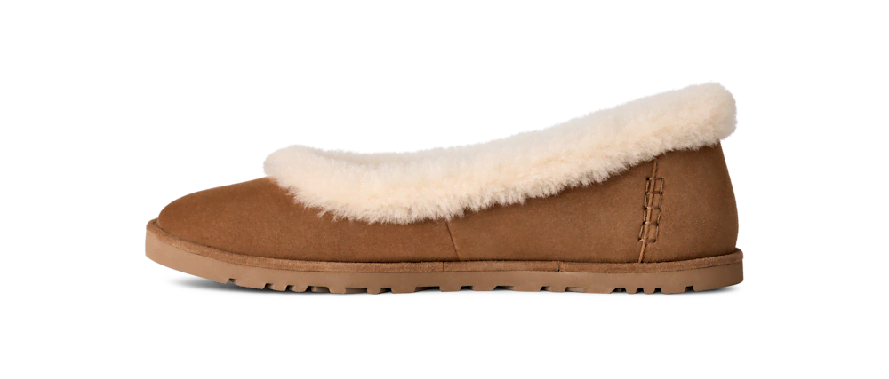 Women's Suede Ballet Flat - Chestnut