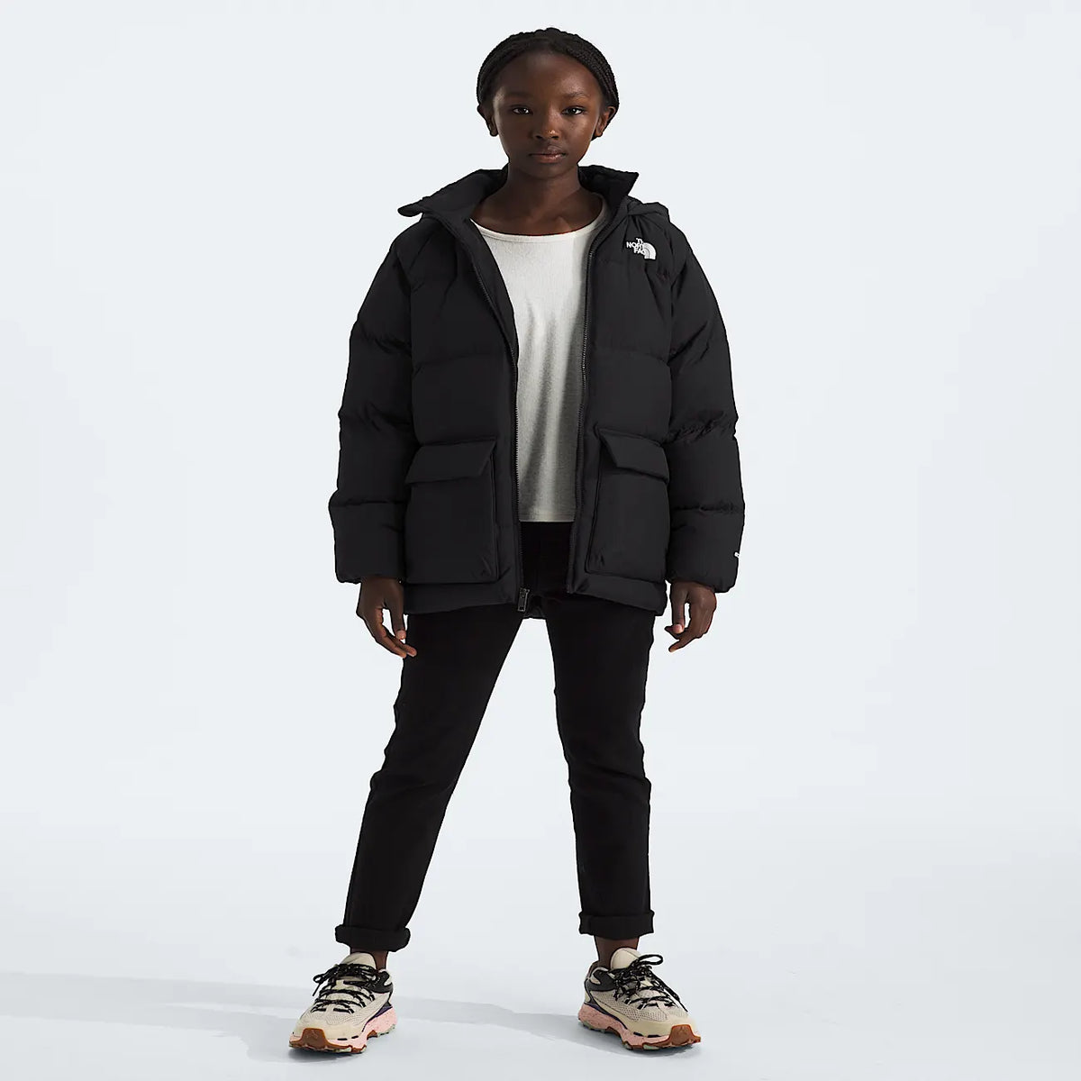 Kids' Fleece-Lined Down Short Parka - Black