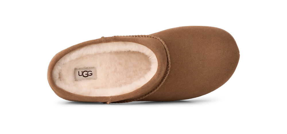 Women's Suede Sheepskin-Lined Clog - Chestnut