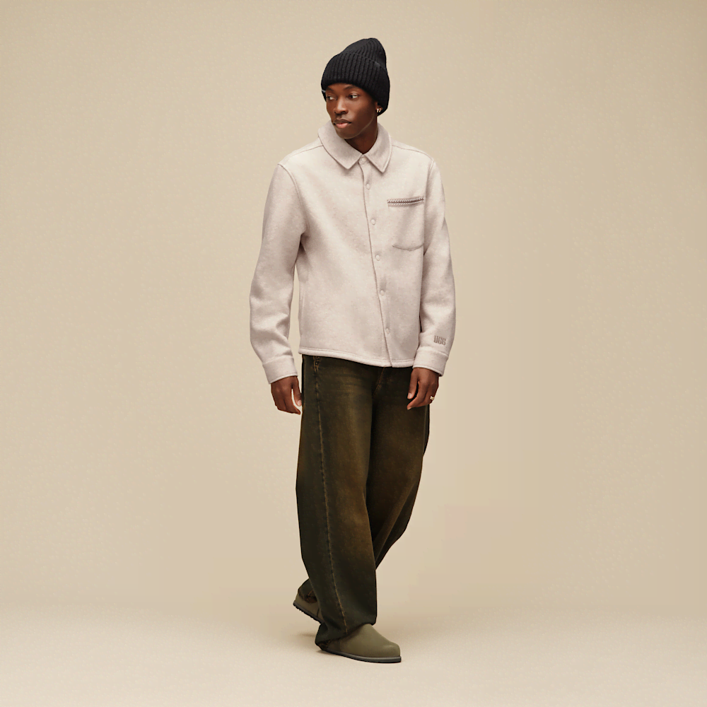 Men's Relaxed Button-Up Shirt Jacket - Heather