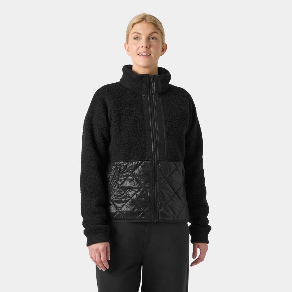Women's Quilted Pile Fleece Jacket - Cream