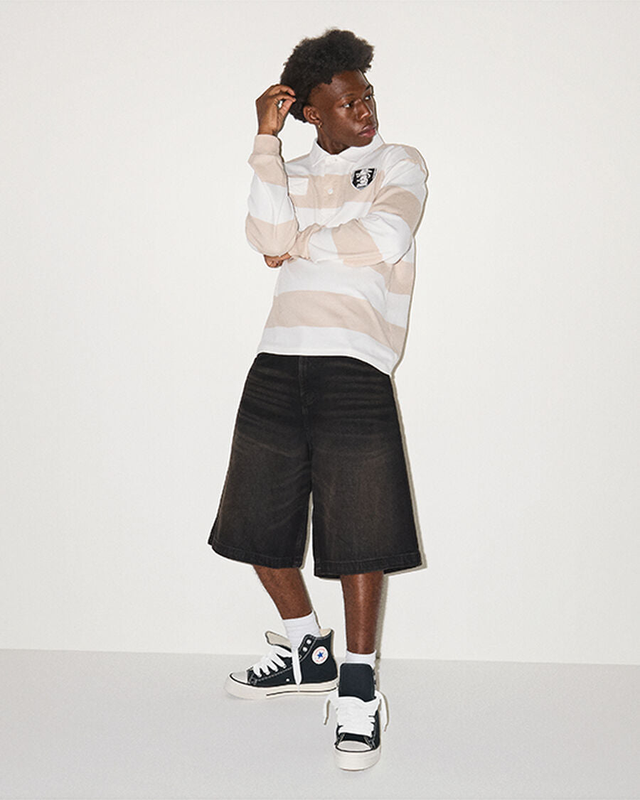 Canvas High-Top Sneaker - Gold Palm - Black/Vintage White