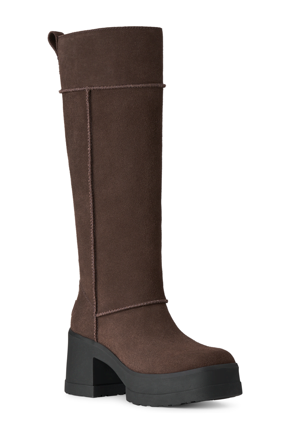 Women's Suede Platform Knee-High Boot - Black