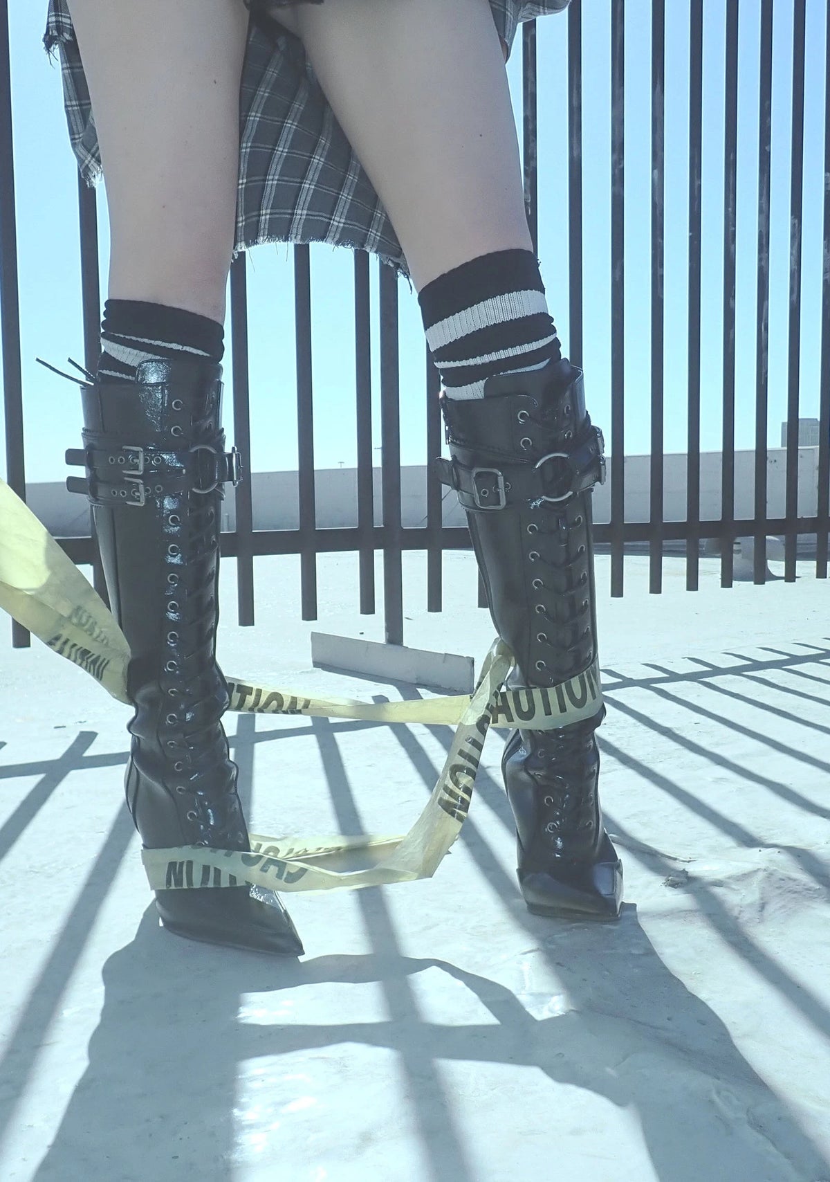 Pointed Toe Lace-Up Stiletto Boots - Black