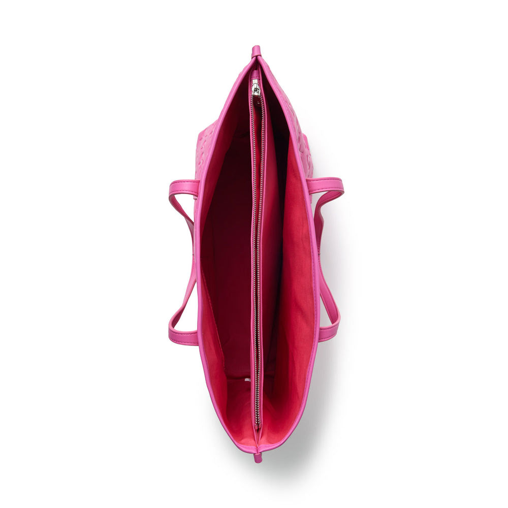 Vegan Leather Laptop Tote - Hot Pink
