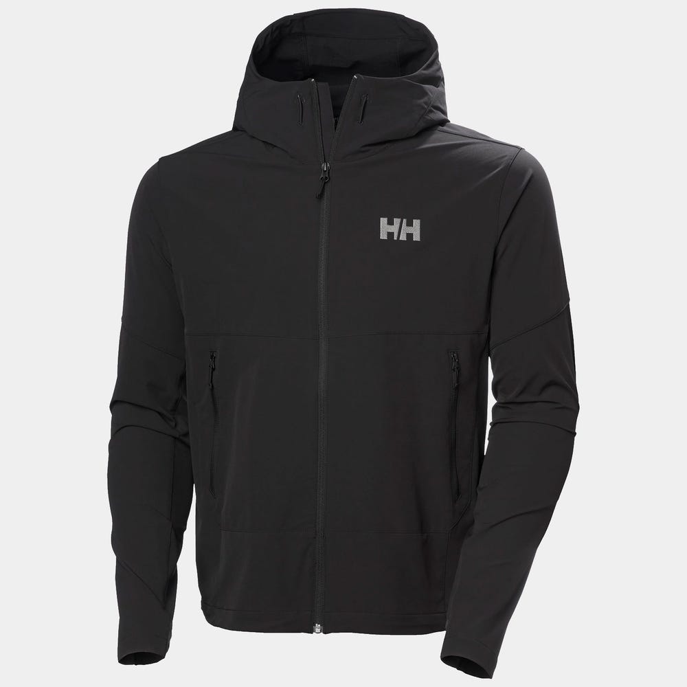 Men's Stretch Hooded Softshell Jacket - Black