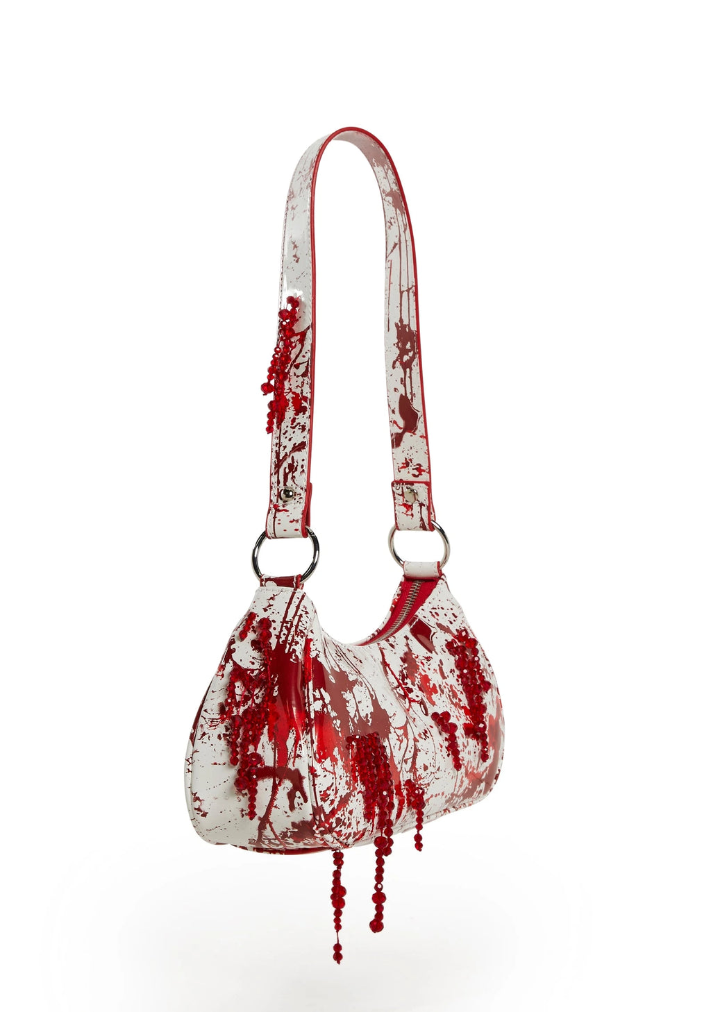 Red Splatter Faux Leather Shoulder Bag