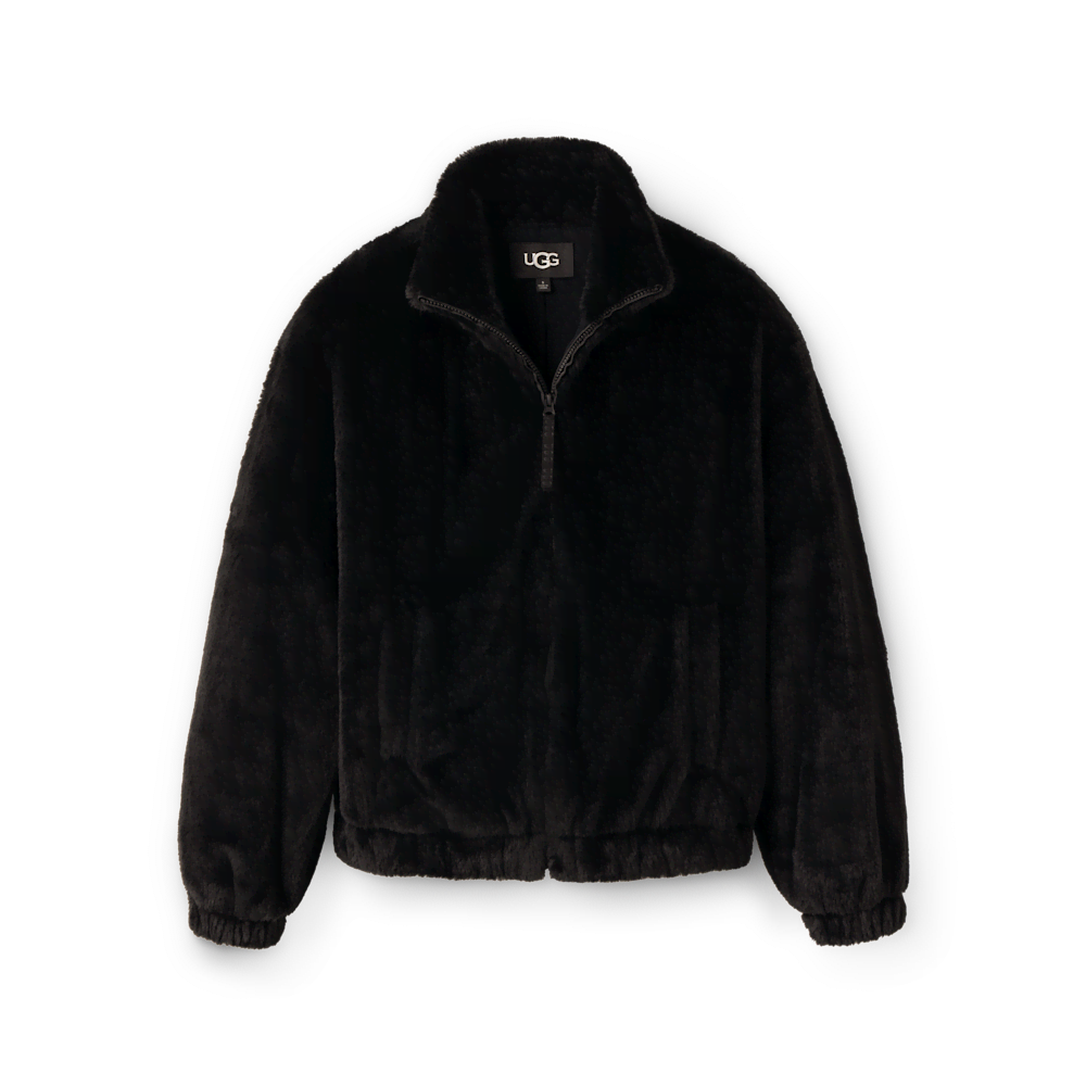 Women's Faux Fur Full-Zip Jacket - Black