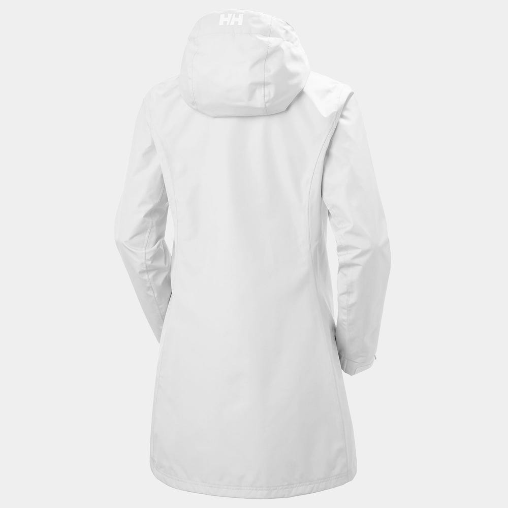 Women's Long Waterproof Rain Jacket - White