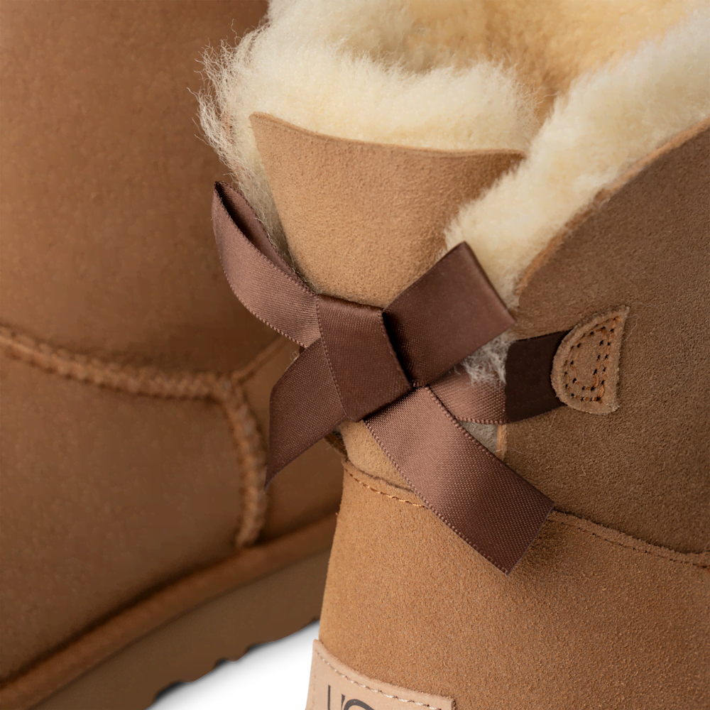 Women's Mini Sheepskin Bow Boot - Moonlight