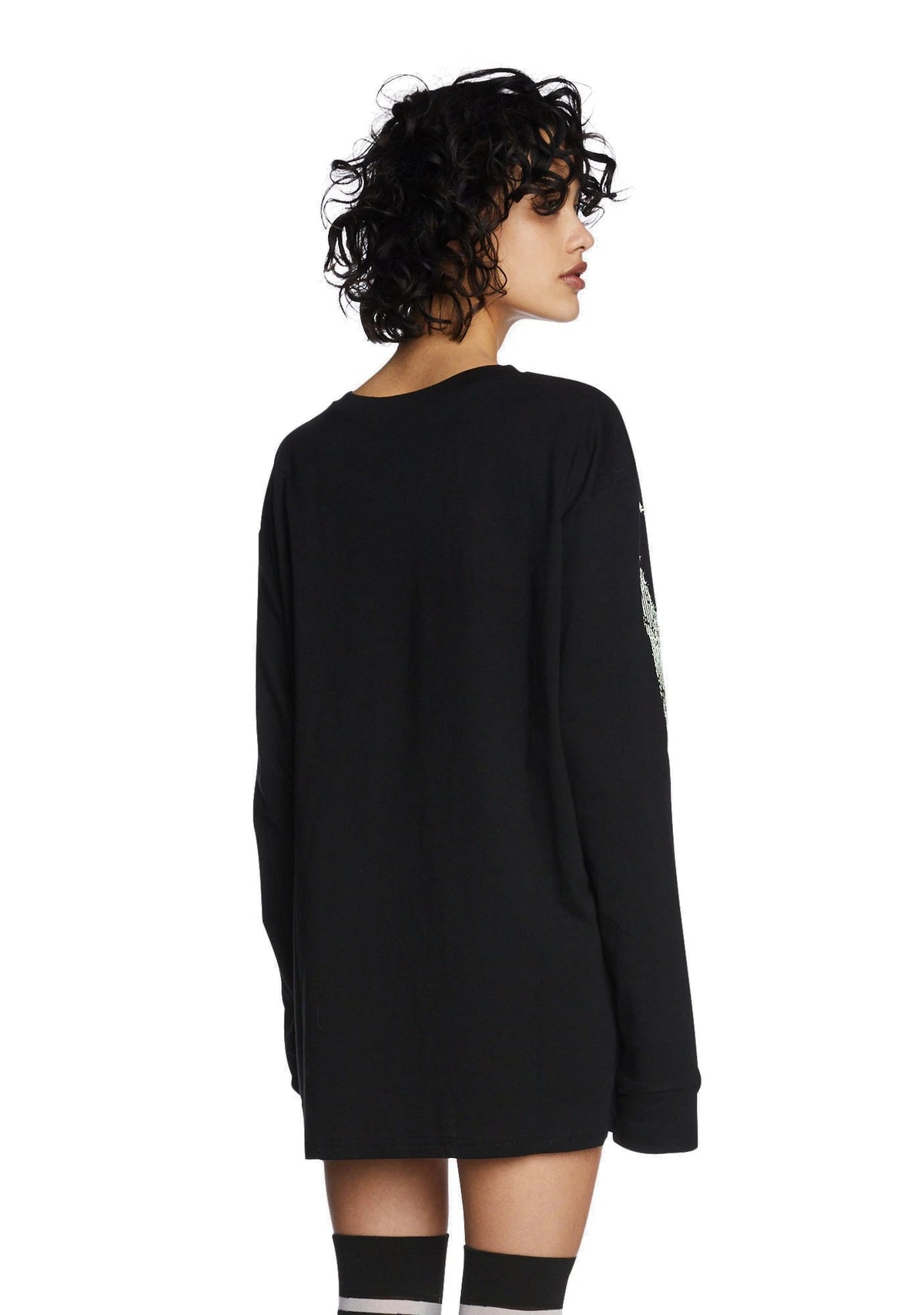Glow Skeleton Graphic Long Sleeve Tee - Black