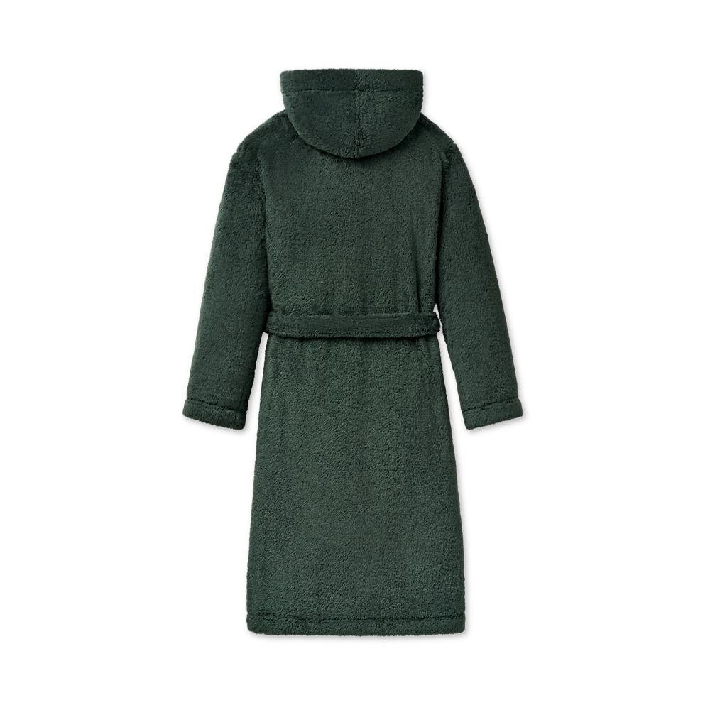 Men's Hooded Plush Fleece Robe - Black