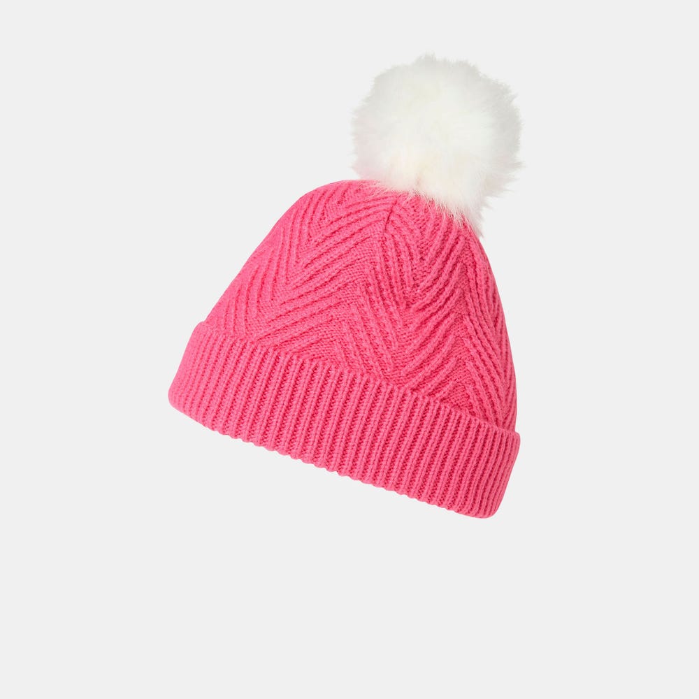 Kids' Knit Beanie With Faux Fur Pom - Off White
