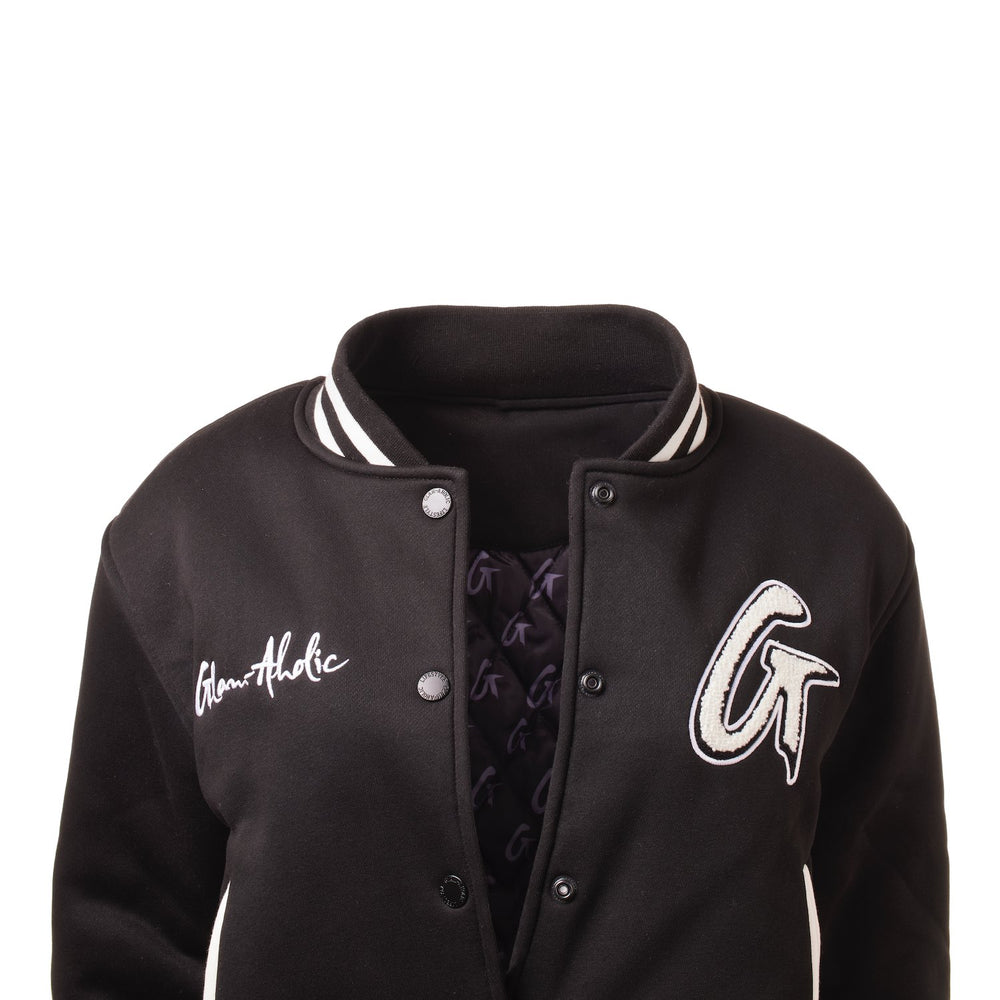 Cotton Blend Varsity Jacket - Black