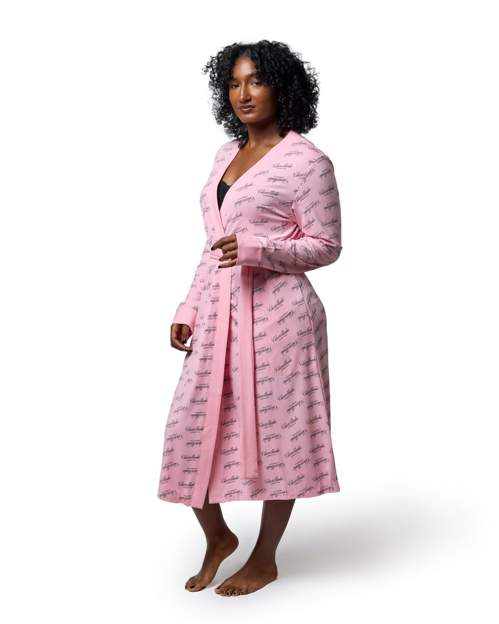 Rayon Blend Kimono Robe - Light Pink