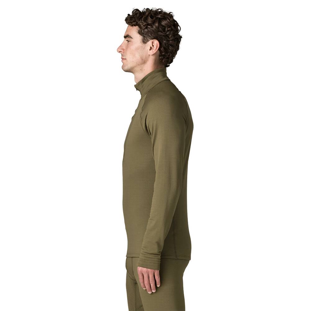 Men's Grid Fleece Zip-Neck Base Layer - Orange