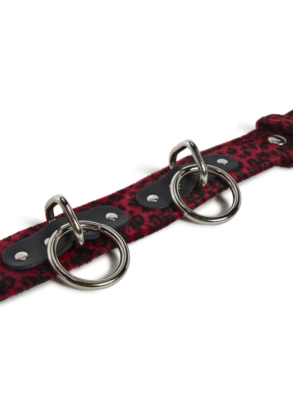 Fuzzy Animal Print O-Ring Belt - Red