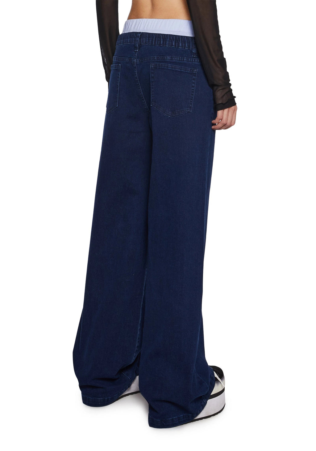 Boxer Waistband Wide Leg Jeans - Blue