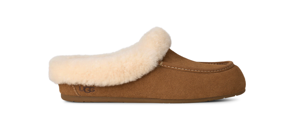 Women's Suede Sheepskin Collar Mule - Moonlight