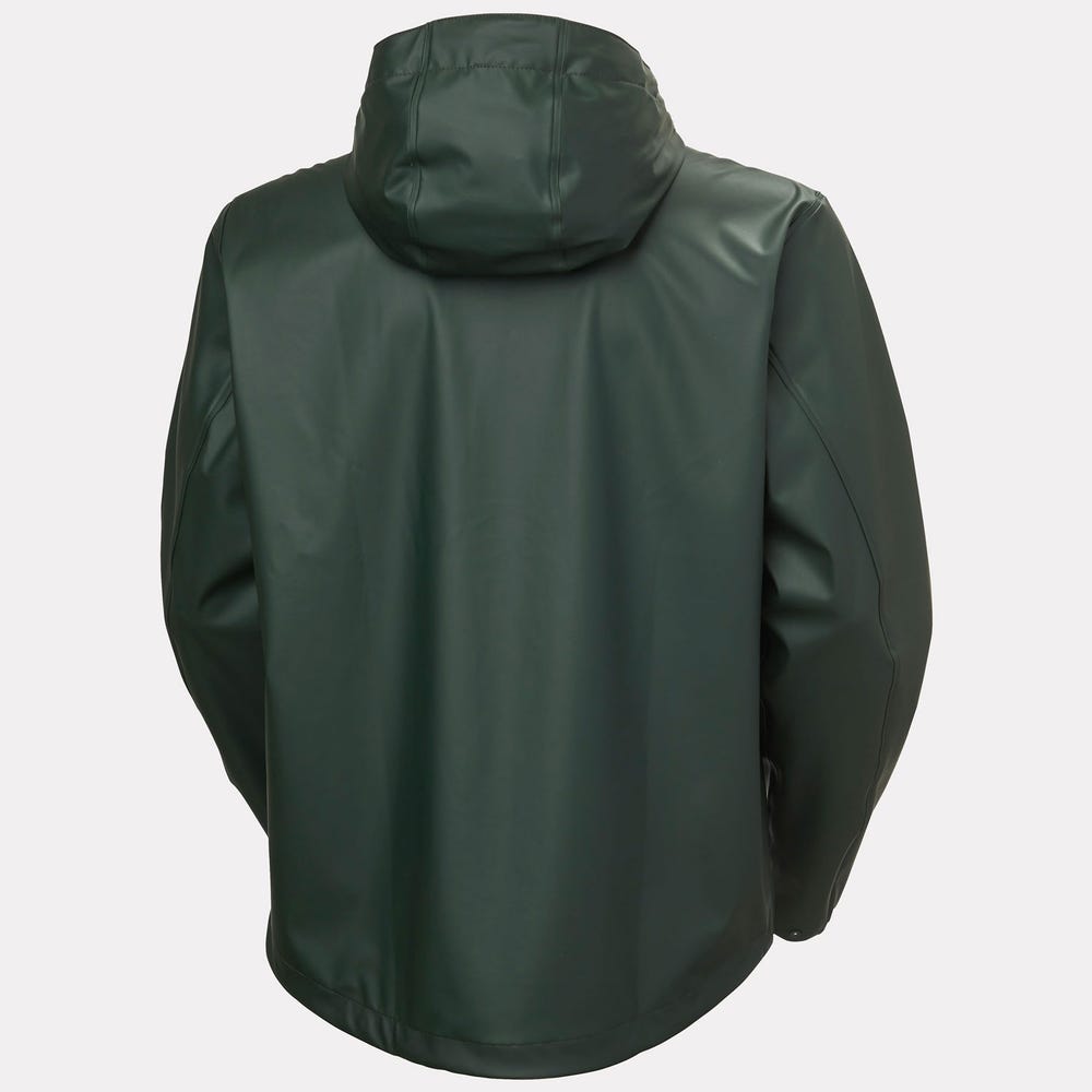 Men's Waterproof PU Rain Jacket - Dark Green