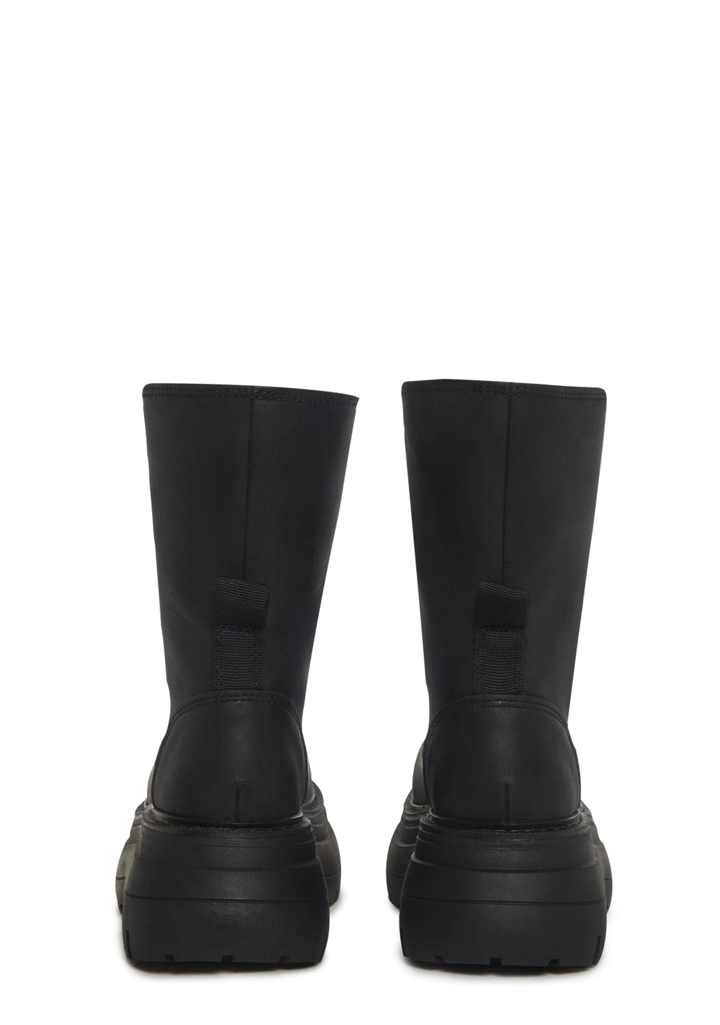Vegan Leather Platform Boots - Black