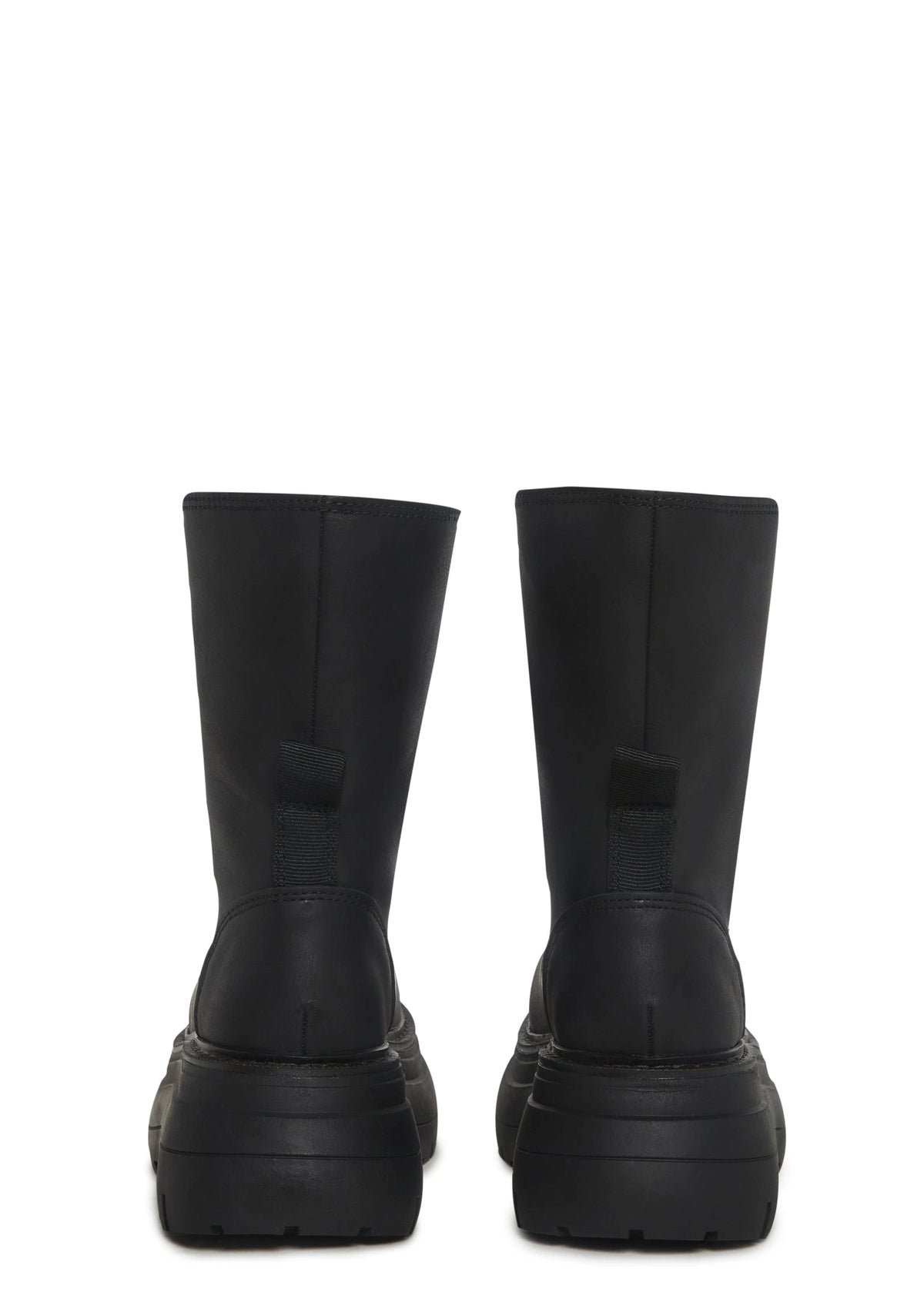 Vegan Leather Platform Boots - Black