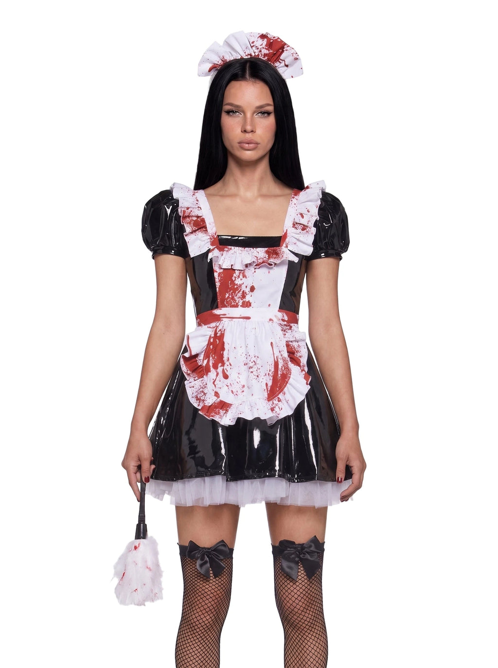 Vinyl Maid Costume Set - Black And White