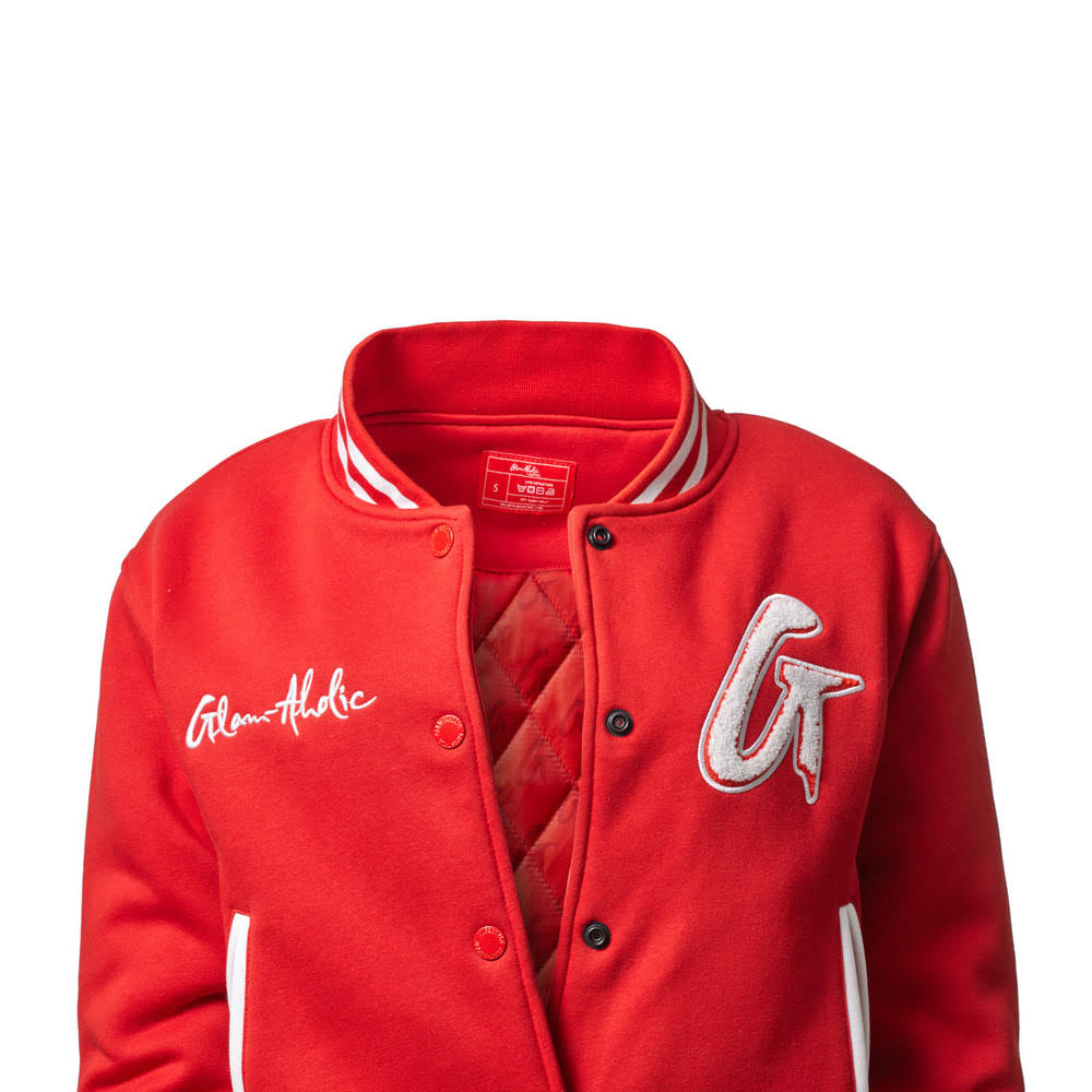Cotton Blend Varsity Jacket - Red