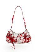 Red Splatter Faux Leather Shoulder Bag