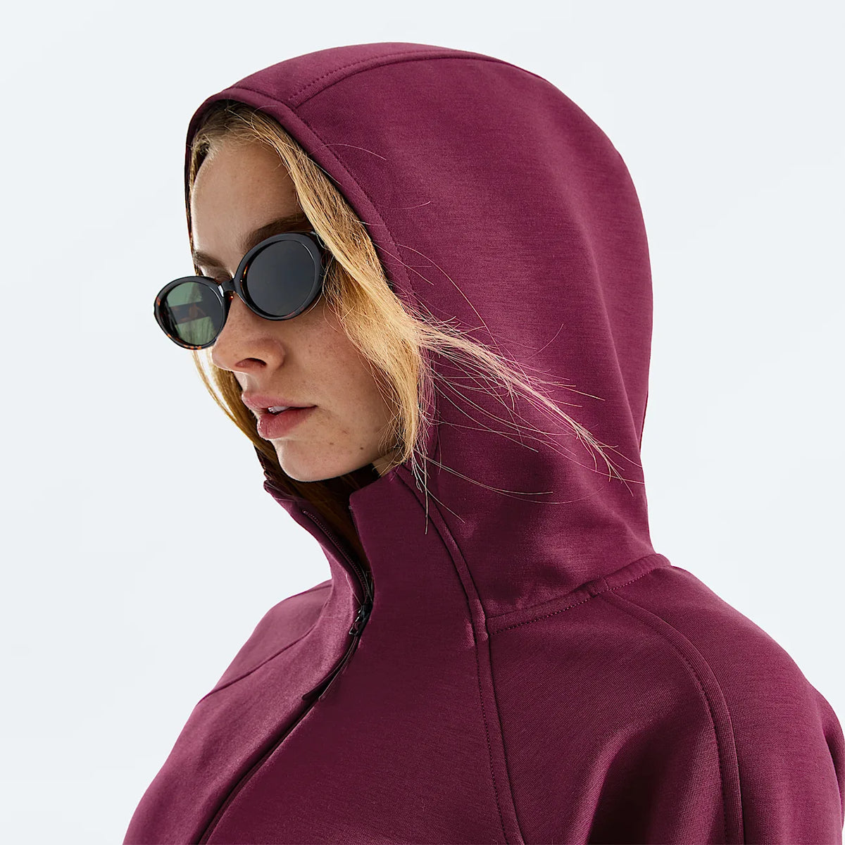 Women's Quarter-Zip Fleece Hoodie - Burgundy