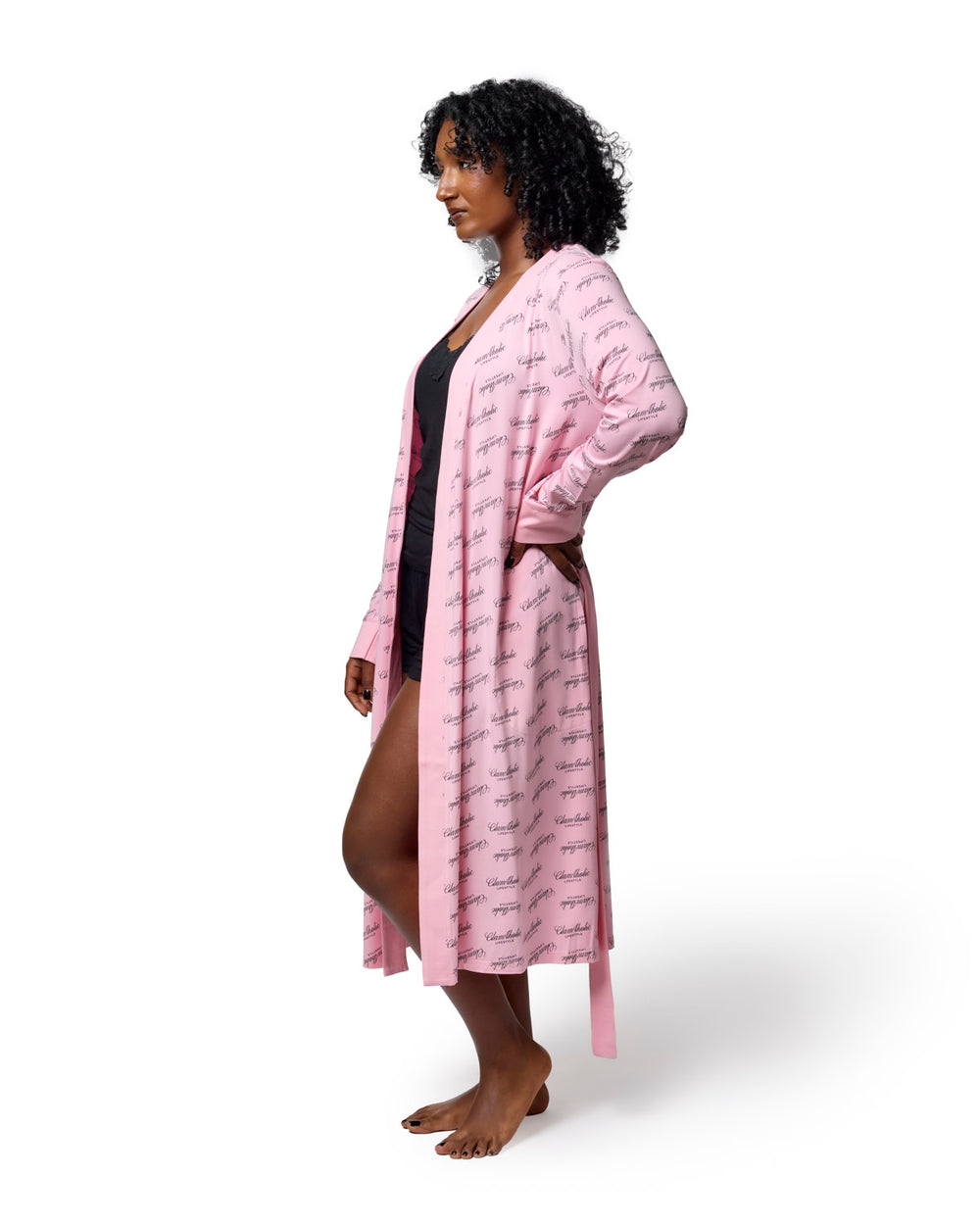 Rayon Blend Kimono Robe - Light Pink