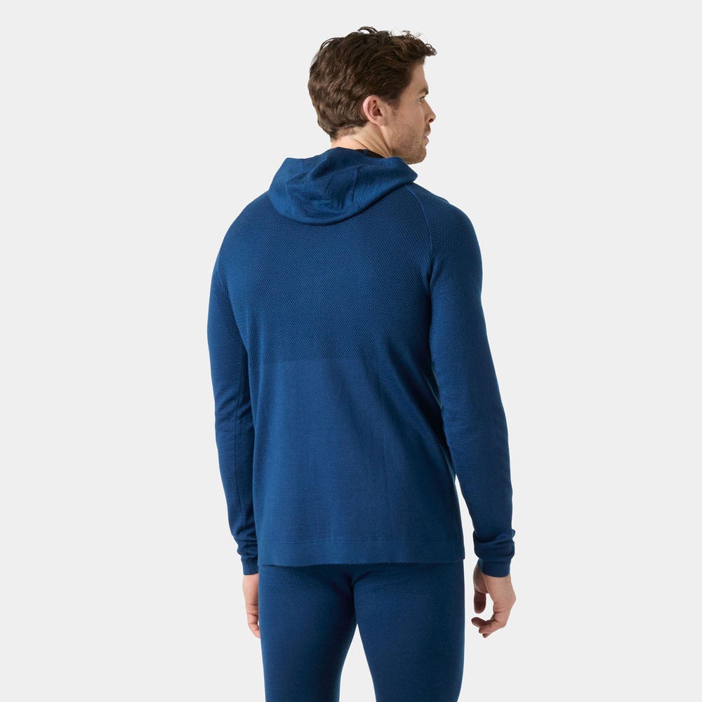 Men's Merino Wool Base Layer Hoodie - Blue