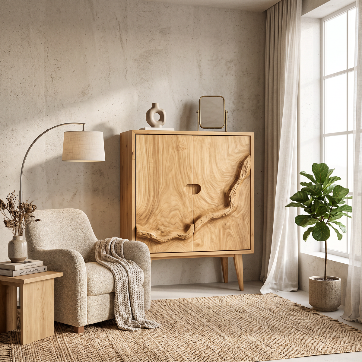 Rustic Artisan Handcrafted Wood Cabinet